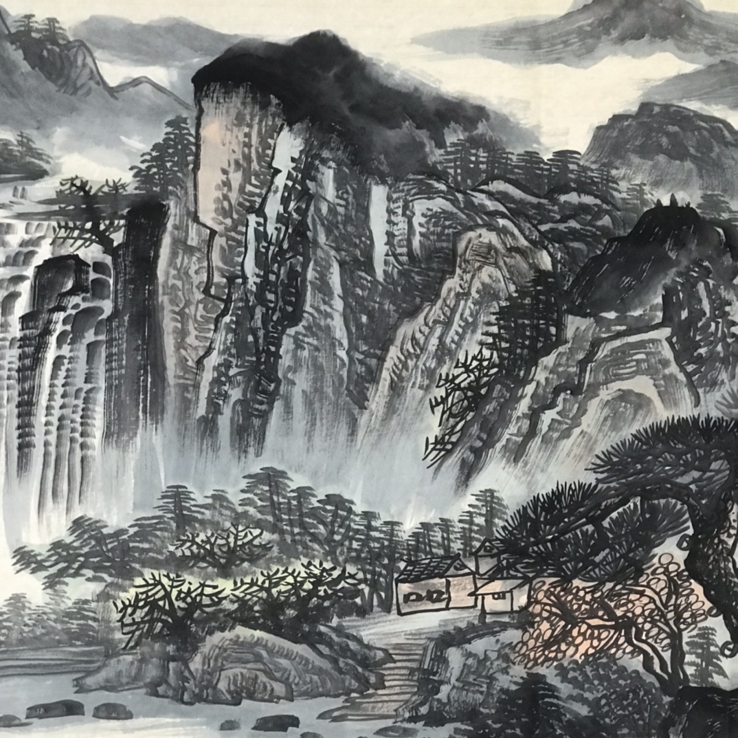 秘藏 中国近現代画家 【張大千】 山水 六尺精品画芯 水墨画 掛軸 極細工 古美味 古美術 Z0423_画像3