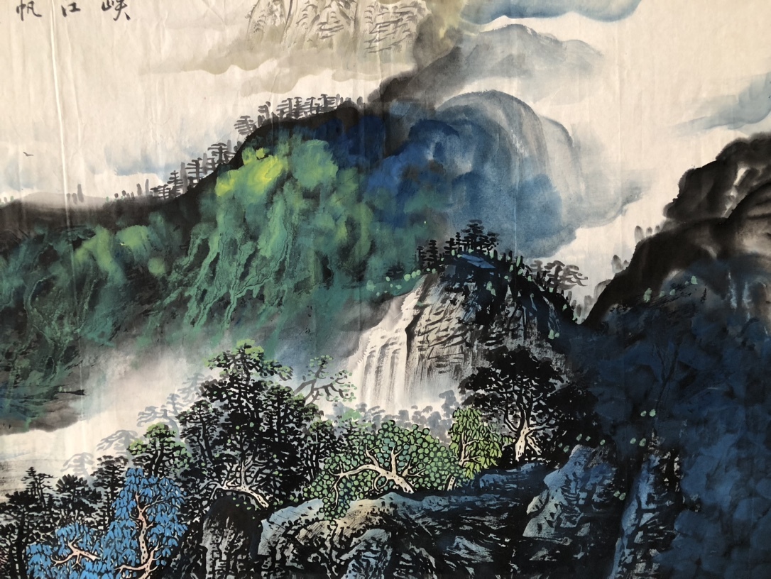 秘藏 近現代 張大千 中國國畫家 手描き 山水畫 橫幅畫 古美術 古美味 GP0401_画像6
