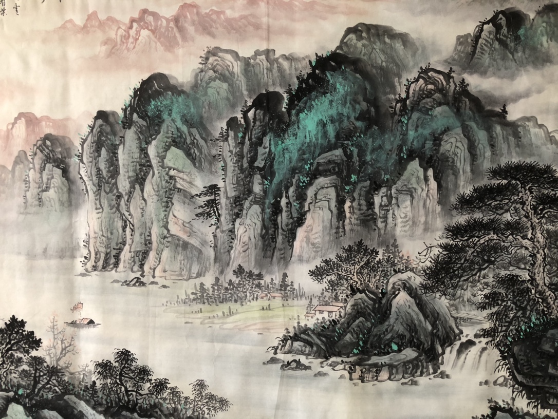 秘藏 中国近現代著名画家 張大千 秋江帆行 水墨画 極細工 古美味 古美術 Z0427_画像6