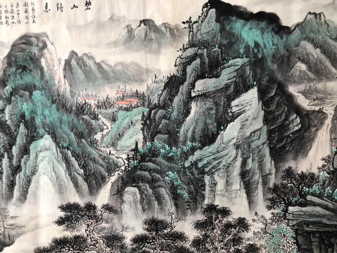 秘藏 中国近現代著名画家 張大千 碧山詩意 水墨画 極細工 古美味 古美術 Z0427_画像6