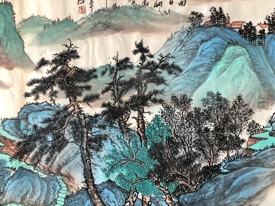 秘藏 中国近現代著名な書画家 【張大千】 山水畫 畫心 手描き作品 極細工 古美味 古美術 Z0429_画像5