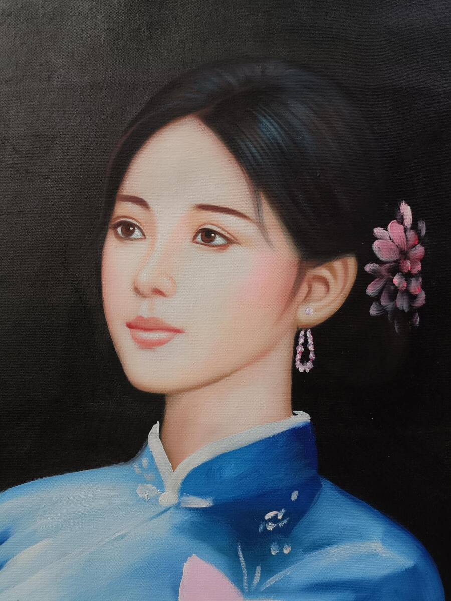 秘藏 【中国当代油画家 尚誼】人物画 手描き 油画 古美味 古美術 L0403_画像4