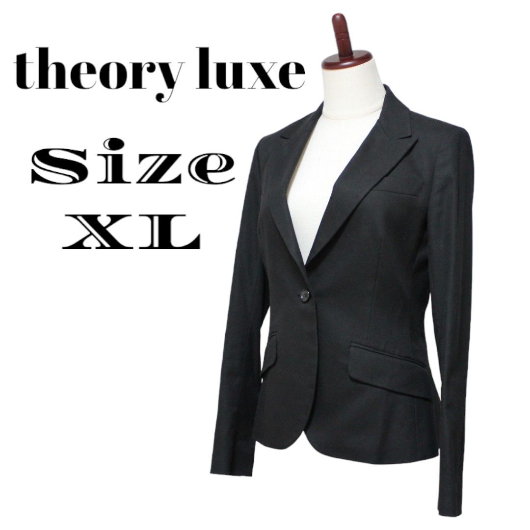 美品 大きいサイズ theory luxe セオリーリュクス テーラードジャケット カシミヤ混 1B ブラック 黒