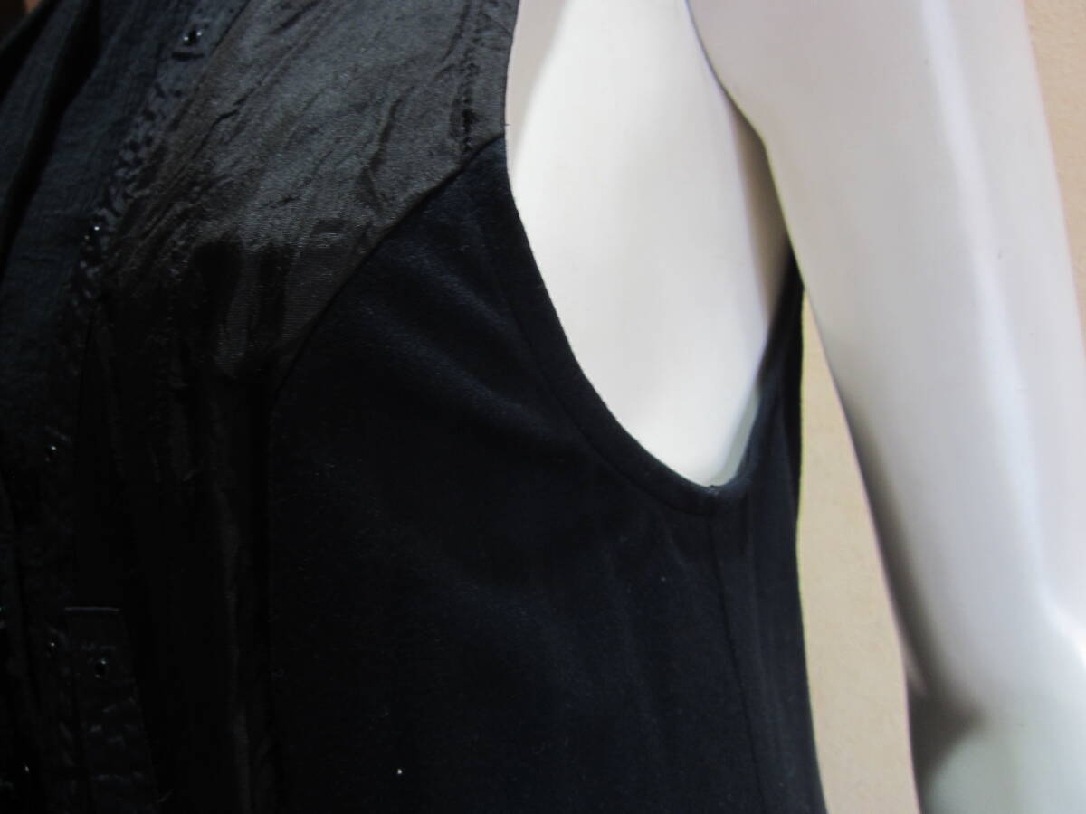 センソユニコ ギャルデコレクティブ GARDE COLLECTIVE 絹 シルク 変形 シャツ ジレ チュニックワンピース 黒 レディース タ1278_画像6