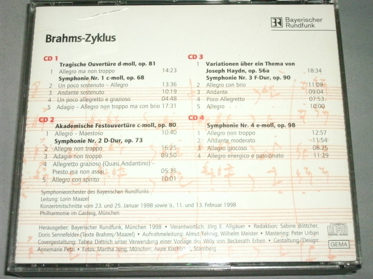 【自主制作】ロリン・マゼール/ブラームス 交響曲全集 バイエルン放送響の画像2