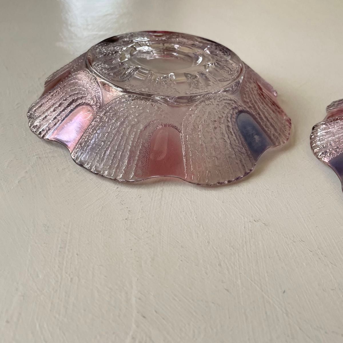 昭和レトロ ガラス皿 2枚セット/デザート皿/フルーツ皿/ガラス皿セット
