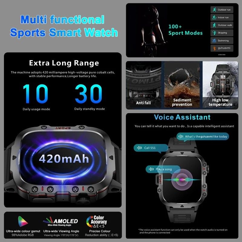 スマートウォッチ 新品 LIGE 軍用規格 日本語対応 通話機能付き メンズ 腕時計 歩数計/心拍計/血圧計モニター ブラック