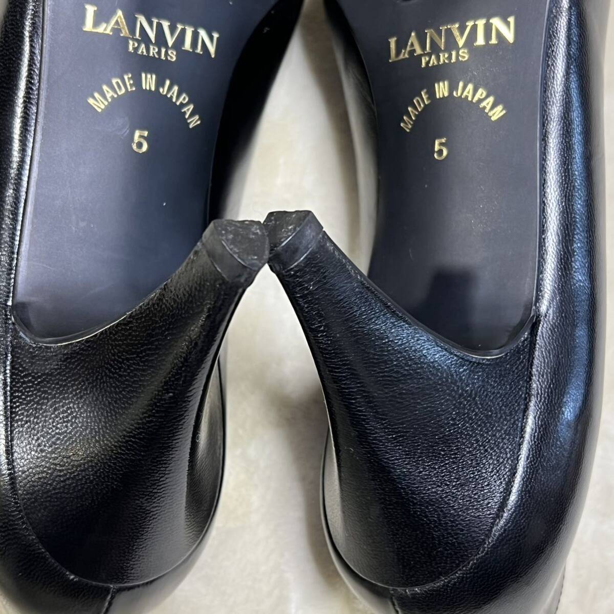 【試し履き程度】日本製 '高級感/LANVIN PARISランバン 本革 ミドルヒール / パンプス 24〜24.5cm 5レディース 婦人靴 フォーマルシューズの画像10