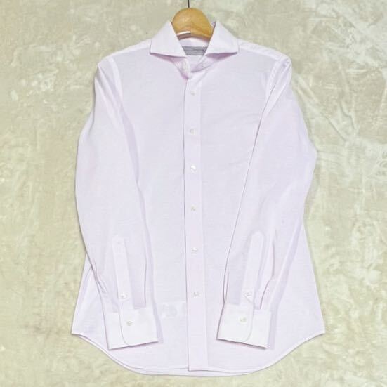 Maker's Shirt メーカーズシャツ鎌倉39-15 1/2カッタウェイカラードレスシャツ 長袖 ニットライトピンク無地 春夏 送料230円_画像3