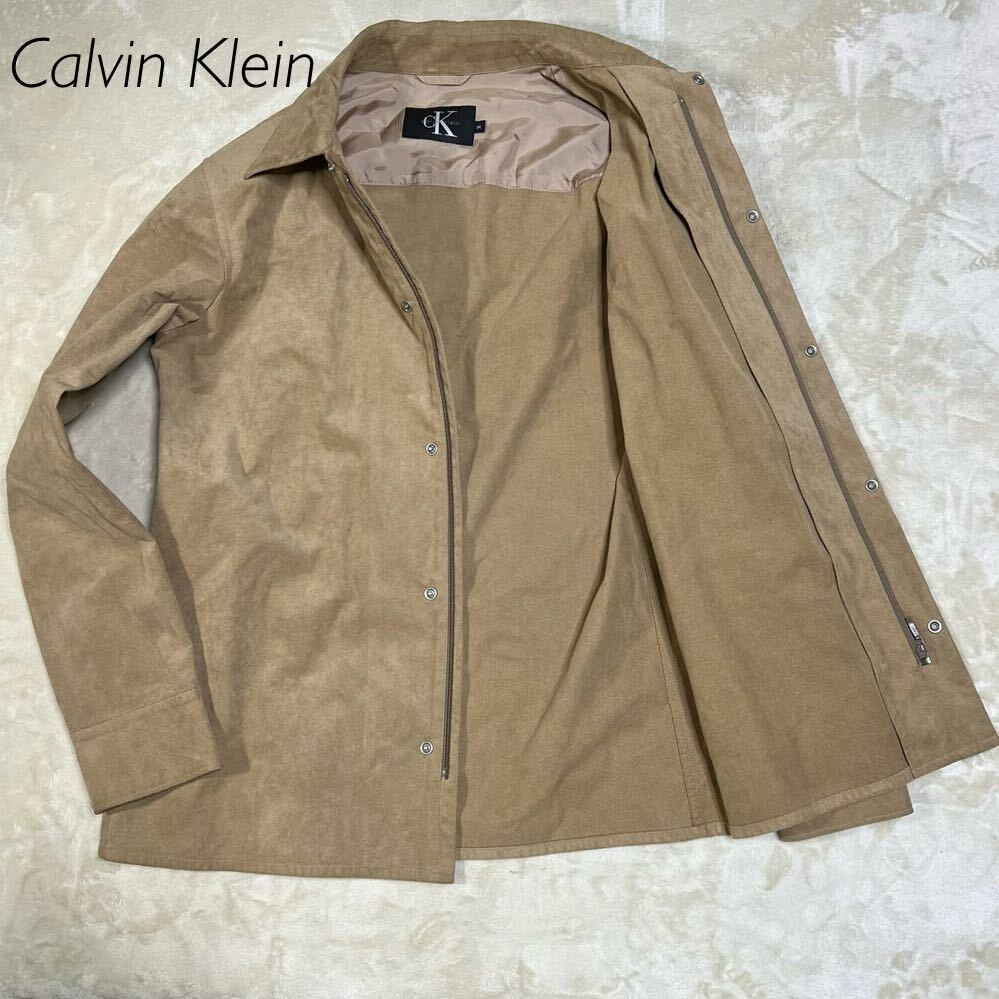 国内正規品！極美品！Calvin Klein カルバンクライン】スエードジャケット　シャツ　ベージュ　ブルゾンCalvin Klein Mサイズ　送料410円_画像1