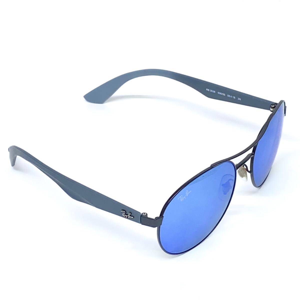 R♪ Ray-Ban レイバン ハイストリート サングラス RB3536-006/55 55□18 フルリム ボストン ブルーミラーコート ケース付きの画像3