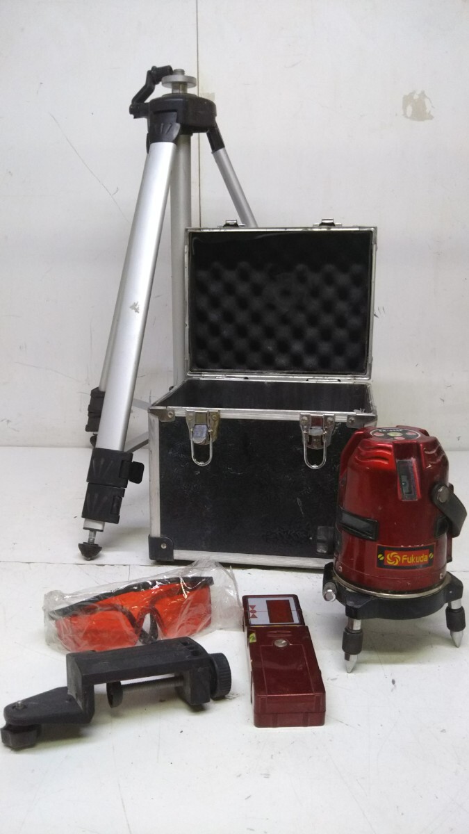 A※ FUKUDA フクダ フルライン レーザー墨出し器 EK -436P /受光器/アルミ三脚の画像1