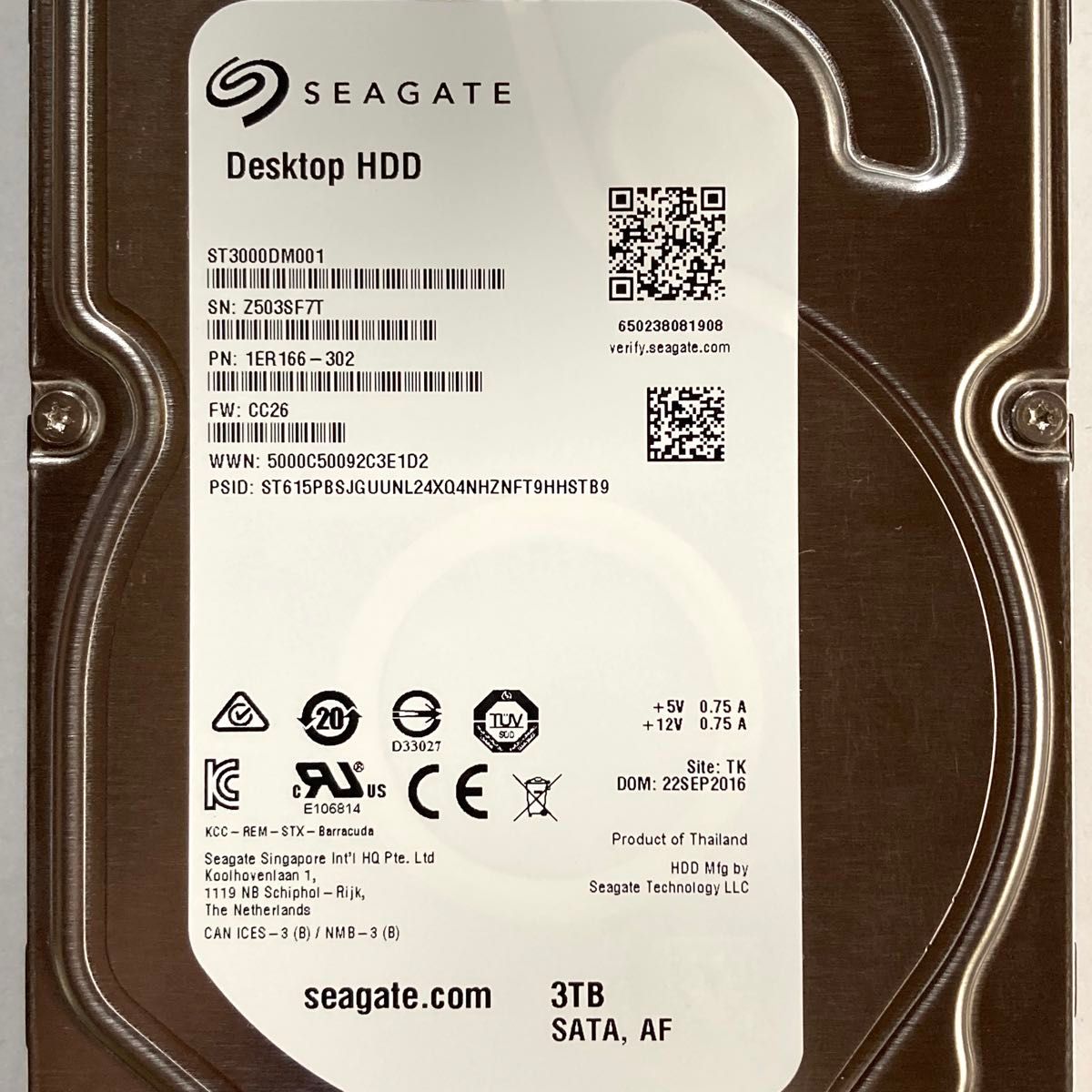 ★ 3TB SEAGATE 3.5インチ SATA 内蔵型HDD ST3000DM001 内蔵型ハードディスク ★