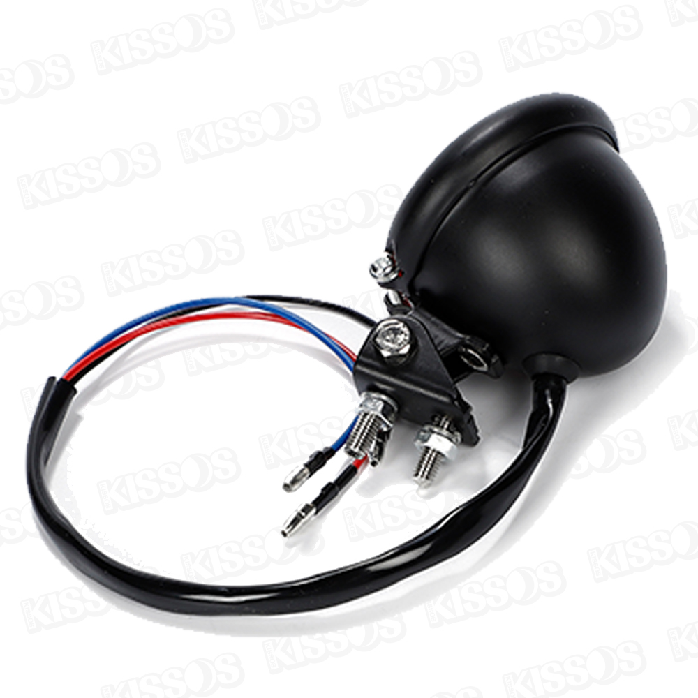 バイク テールランプ LED リア テールライト ブレーキランプ ストップランプ カフェレーサー 汎用 丸型 小型 (ブラック×レッド)の画像6