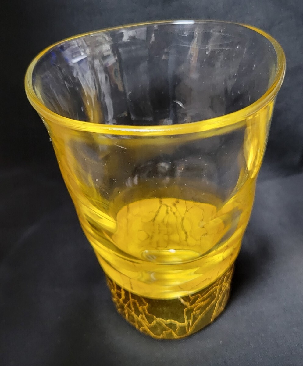 未使用品　貫入　一口グラス　２個　本金箔　箔一　ガラス　ビールグラス　アルコールグラス_画像4