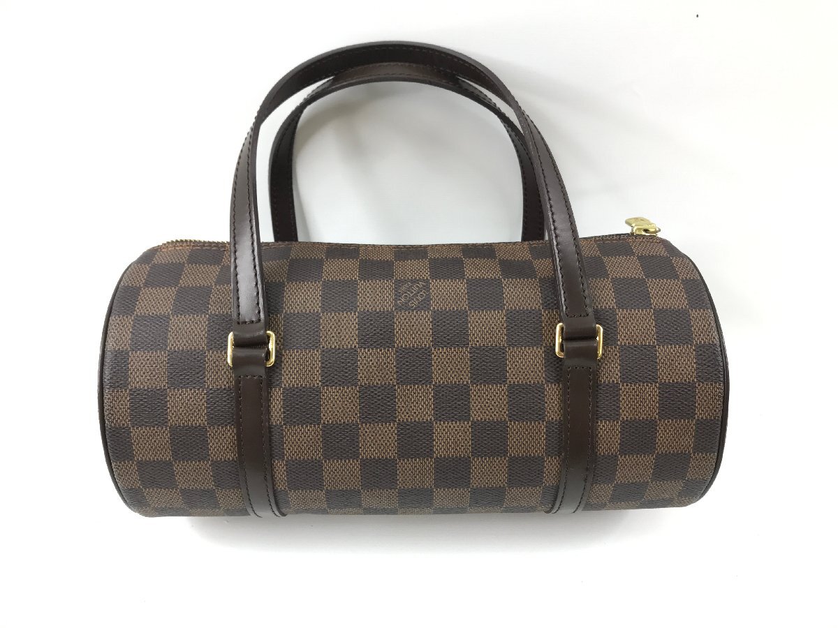 1円～ 美品 LOUIS VUITTON ルイヴィトン ダミエ パピヨン N51303 ハンドバッグ ブラウン 筒型 F04-66の画像1