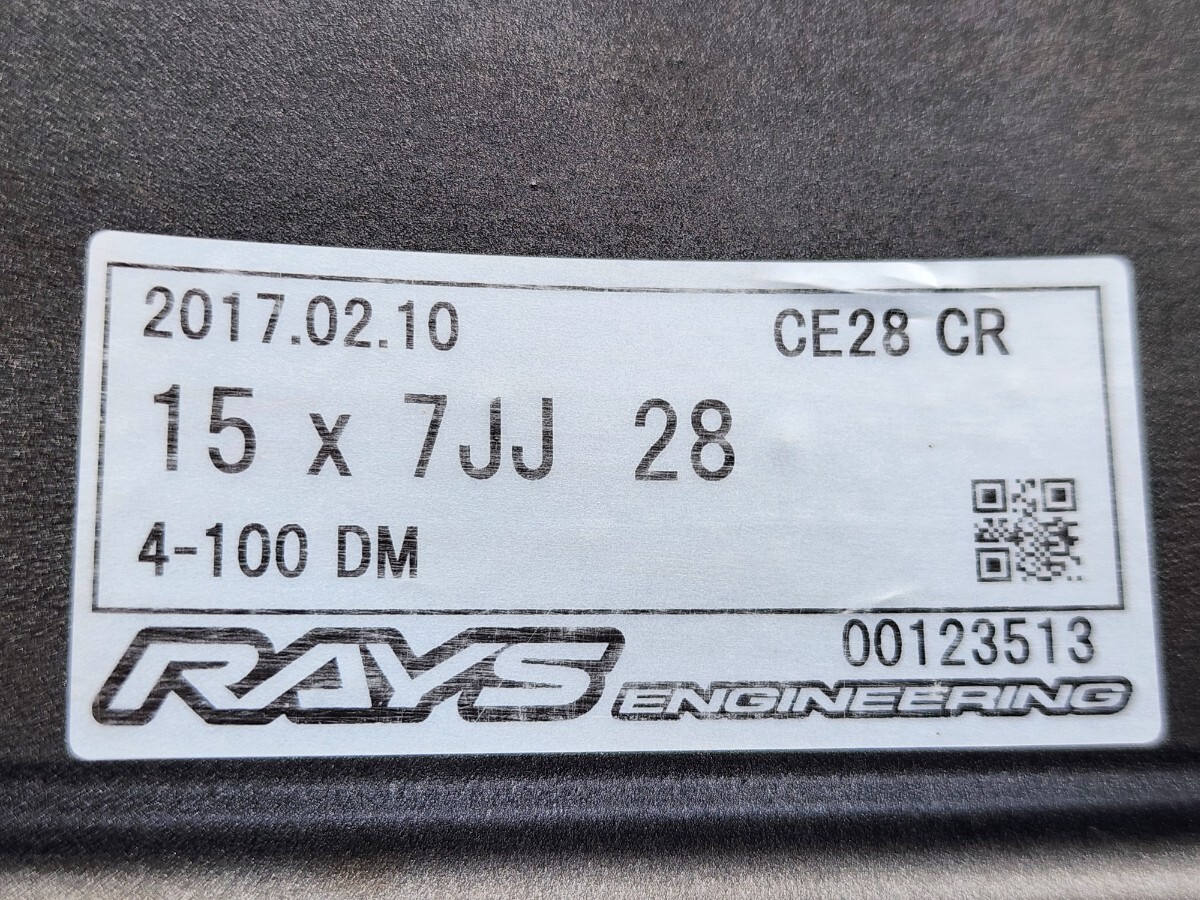 希少 CE28 RAYS VOLK RACING 15インチ 4本 7J +28 PCD100 4穴 195/45R15 ボルクレーシング シビック ロードスターなどに 着払いです。の画像8