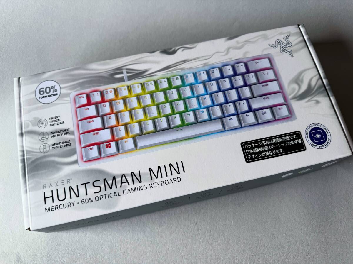 RAZER HUNTSMAN MINI JP Mercury White Clicky Optical Switch 日本語配列 紫軸_画像1