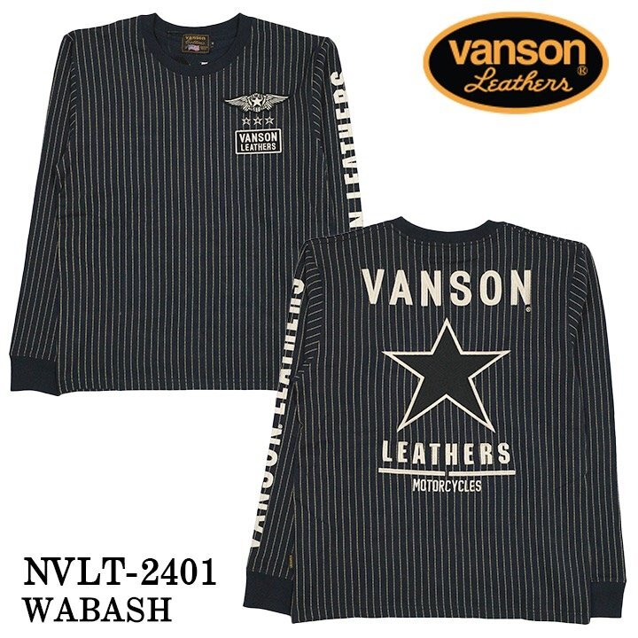 【2024年モデル！送料無料！】VANSON バンソン 天竺 長袖Tシャツ メンズ ロンT　NVLT-2401－ウォバッシューMサイズ_画像1