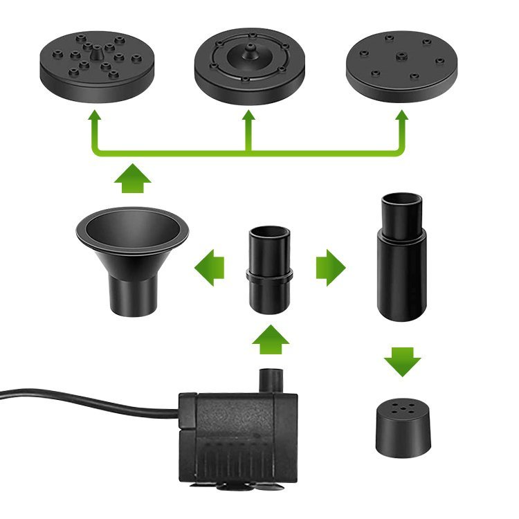 ソーラー噴水ポンプキット 太陽光で発電 USB給電可 屋内屋外両用 2.5W ノズル4種類付属 池/庭/ガーデンニング/エクステリア/DIY 2WAY固定 の画像6