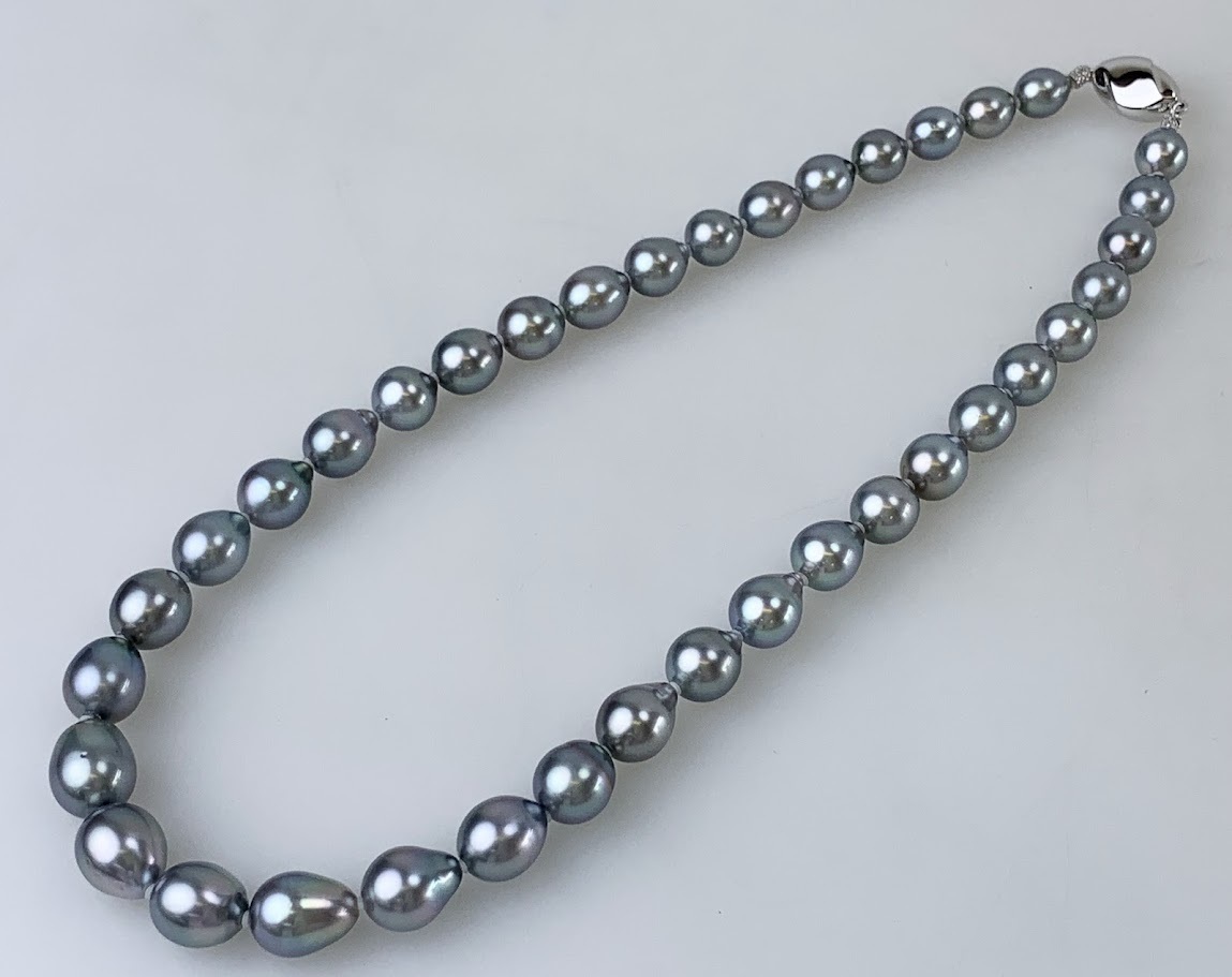 【1円出品】K2600 パールネックレス 真珠 カラーパール 8.1-10.6mm珠 SILVER刻印 全長約45㎝ 総重量約51g シルバー アクセサリー