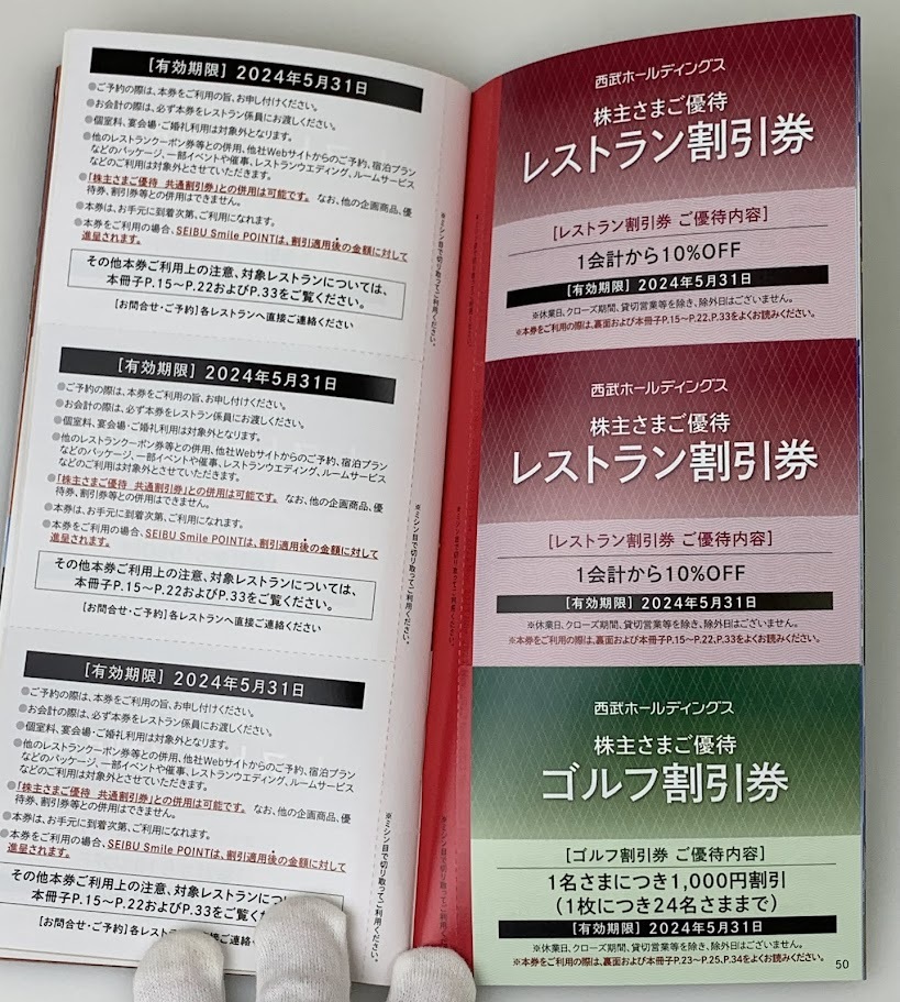 【未使用】K2665 西武ホールディングス 株主優待券 冊子 内野指定席引換券×5枚 2024年 パリーグ公式戦 埼玉西武ライオンズ 野球