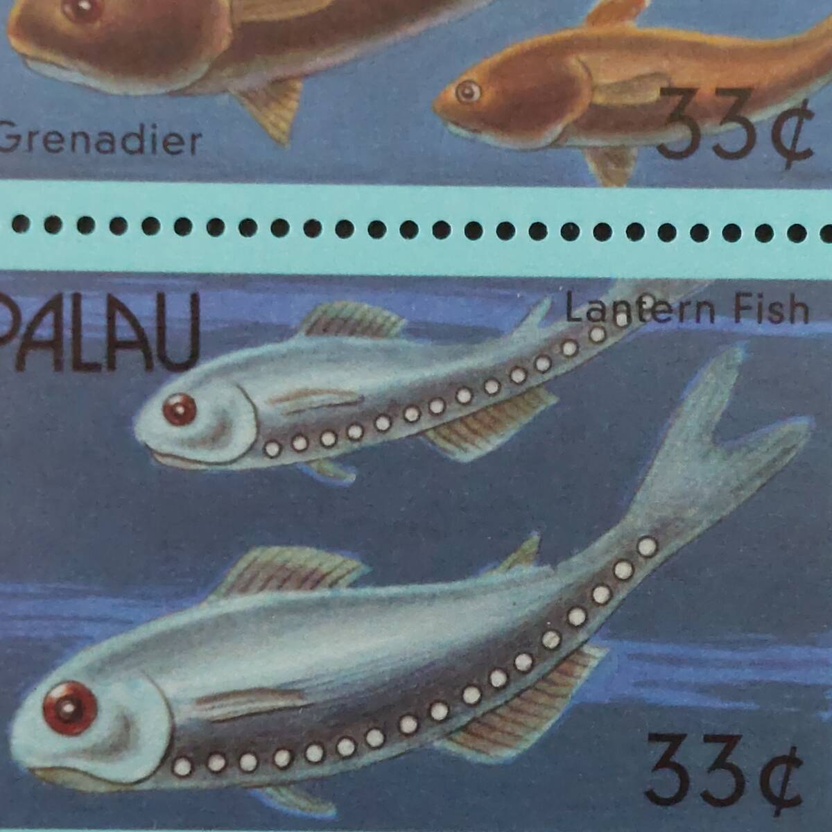 J432 パラオ切手「深海魚6種切手小型シート」未使用_画像7