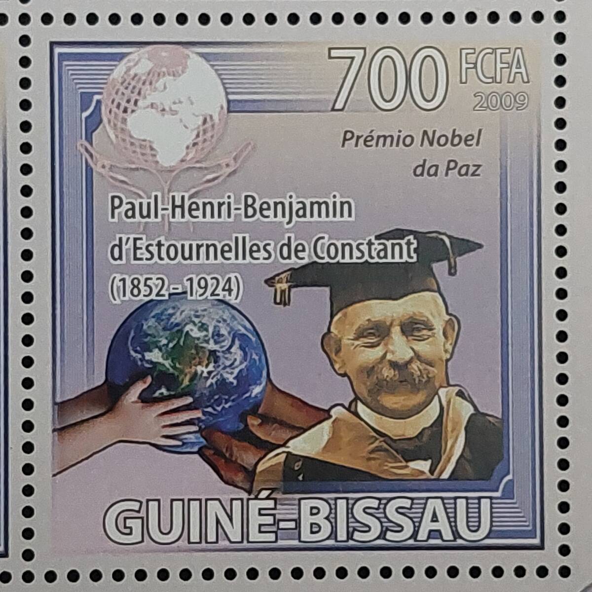 J500 ギニアビサウ切手「1909年ノーベル賞受賞者6名記念切手小型シート」2009年発行 未使用の画像7