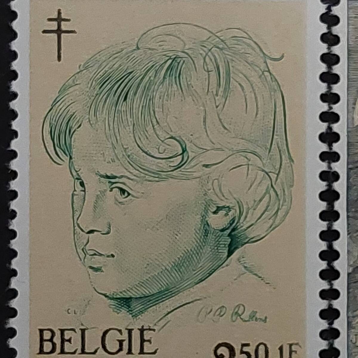 J507 ベルギー切手「バロック期のフランドルの画家『ルーベンスの子供・天使の絵画切手』(結核予防寄付金付き)6種完」1963年発行 未使用の画像5