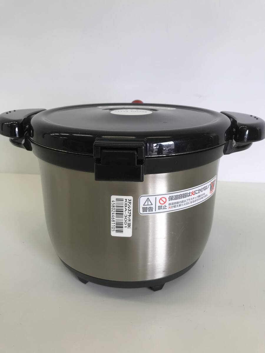 **[USED] Thermos vacuum heat insulation cookware Shuttle shef3.0L stainless steel black KBA-3001 TOM IH correspondence heat insulation cooking thickness bottom design 100 size 