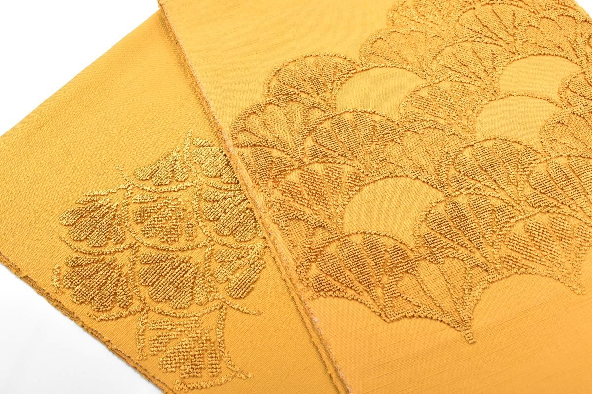 袋名古屋帯 花 青海波文 刺繍 お太鼓柄 モダン 帯丈353cm ★着物屋 nc-8877_画像10