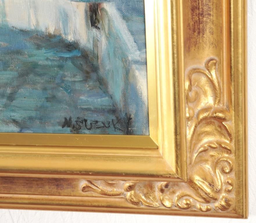  Suzuki .[ lure na. street Greece ]* oil painting 6 number * autograph autograph have * real power author! day exhibition go in selection! light manner .! frame 