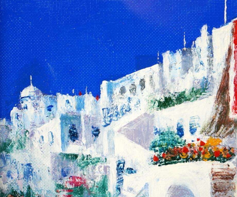 【メーカー包装済】 Yahoo!オークション - 土屋茂『サントリーニ島の村 ギリシャ 絵画