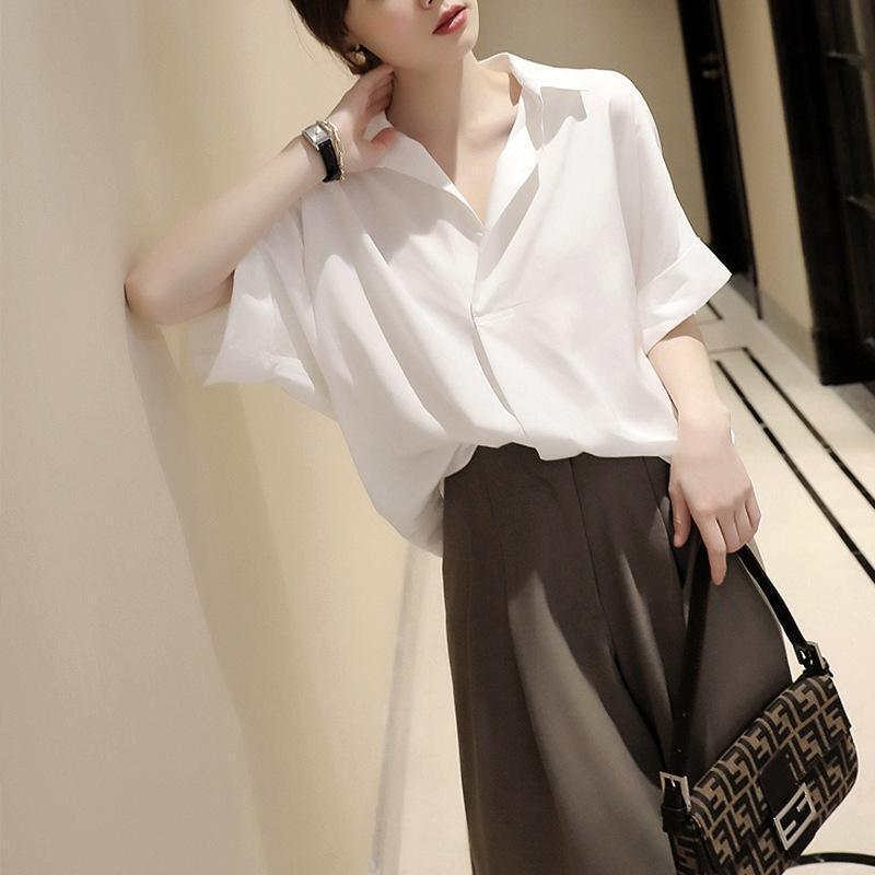 L женский Skipper рубашка блуза длинный рукав офис Корея весна лето осень tops 