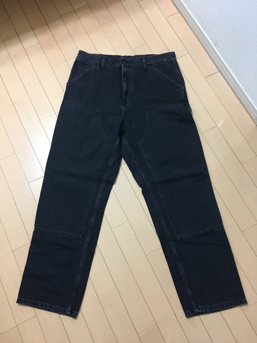 CARHARTT WIP 23SS DOUBLE KNEE PANT Black stone washed 32×32 カーハート パンツ ダブルニー ペインター ブラック デニム I030463_画像1