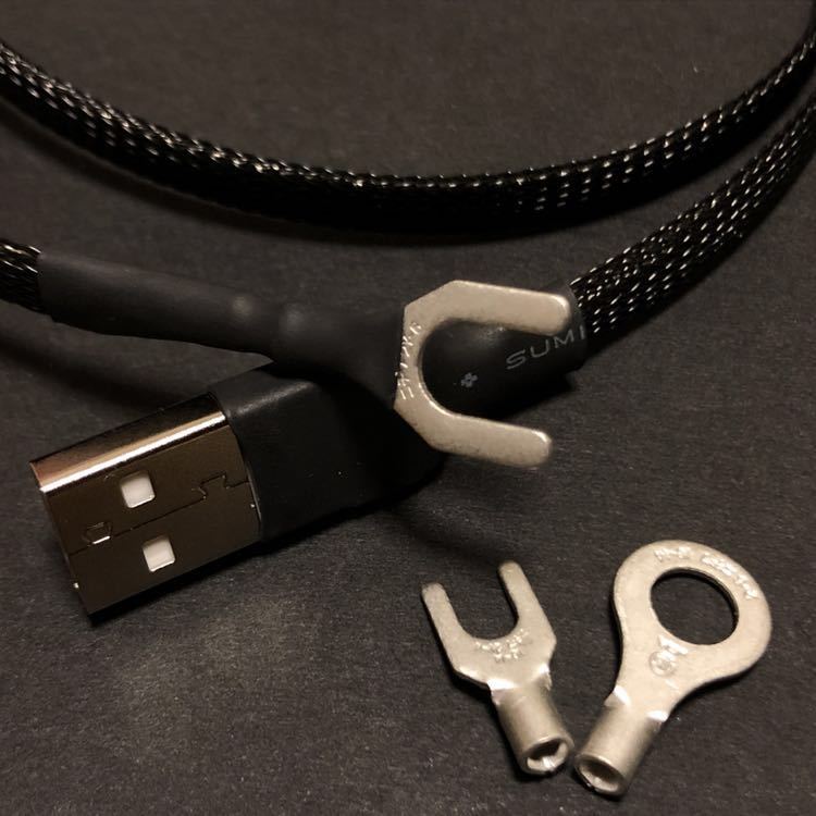 平編み錫メッキ銅線仕様オリジナルアース線上位グレード片側USB A端子 1.6～2.0m