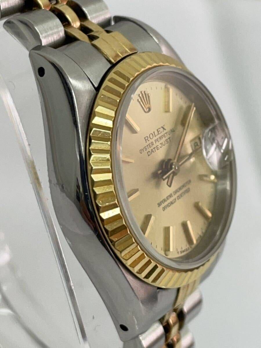 美品★ ROLEX OYSTERPERPETUAL DATEJUST ロレックス デイトジャスト Ref：69173 ゴールド文字盤 自動巻き レディース腕時計 稼働品の画像4