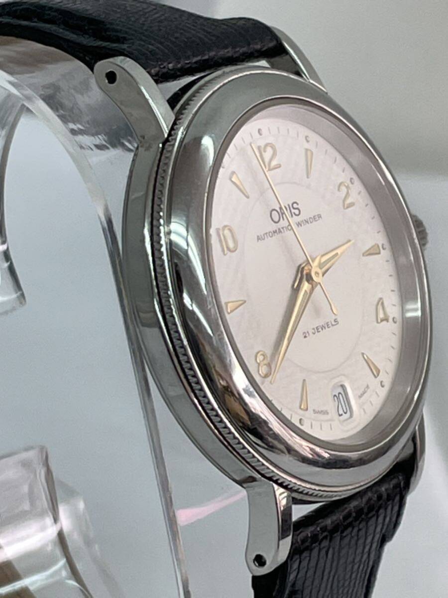  美品★ ORIS AUTOMATIC WINDER オリス クラシック 自動巻き 機械式 裏蓋スケルトン 腕時計 21JEWELS Ref.7454 稼働品の画像4