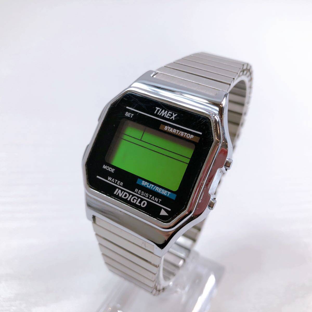 193【中古】TIMEX タイメックス CR2016 CELL クラシックデジタル INDIGLO シルバーカラー クォーツ メンズ腕時計 動作未確認 現状品の画像1