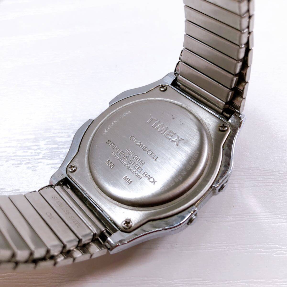 193【中古】TIMEX タイメックス CR2016 CELL クラシックデジタル INDIGLO シルバーカラー クォーツ メンズ腕時計 動作未確認 現状品の画像9