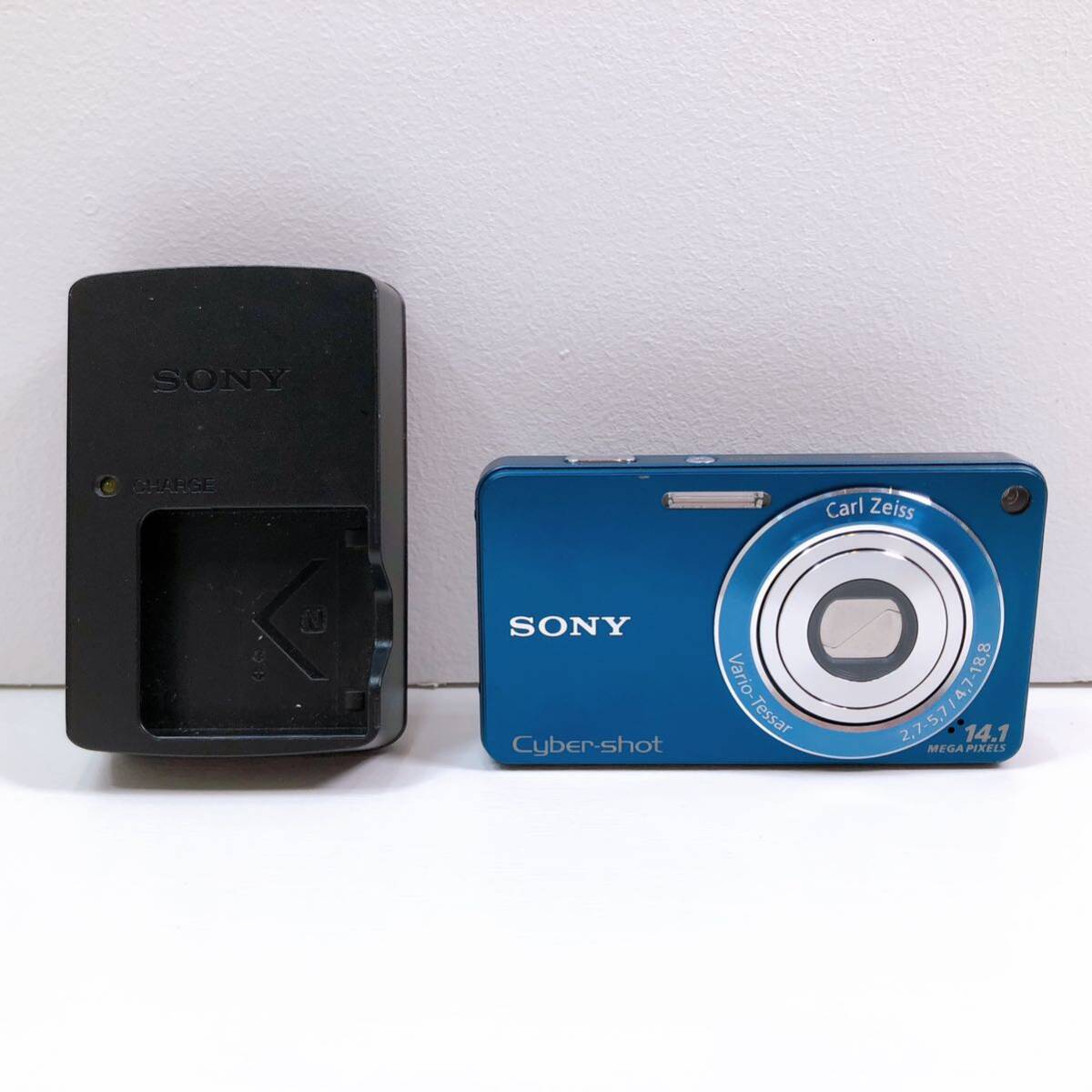 165【中古】SONY Cyber-shot DSC-W350 ソニー サイバーショット コンパクトデジタルカメラ ネイビー デジカメ ジャンク 動作未確認 現状品の画像1