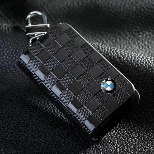 送料無料　BMW用　キーケース 新型 高い質感 レザー スマートキーケース カラビナ付 おしゃれなチェック柄 プレゼント最適