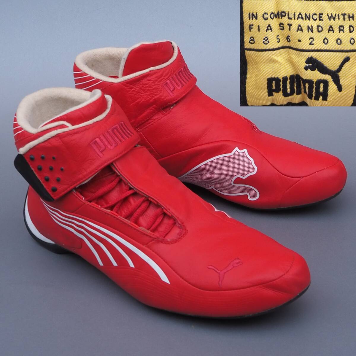 美品!! US 11/ 29cm レア!! FIA公認 PUMA FIA SL TECH Racing Shoes Red 赤レザー ドライビングシューズ MOTORSPORT_画像1
