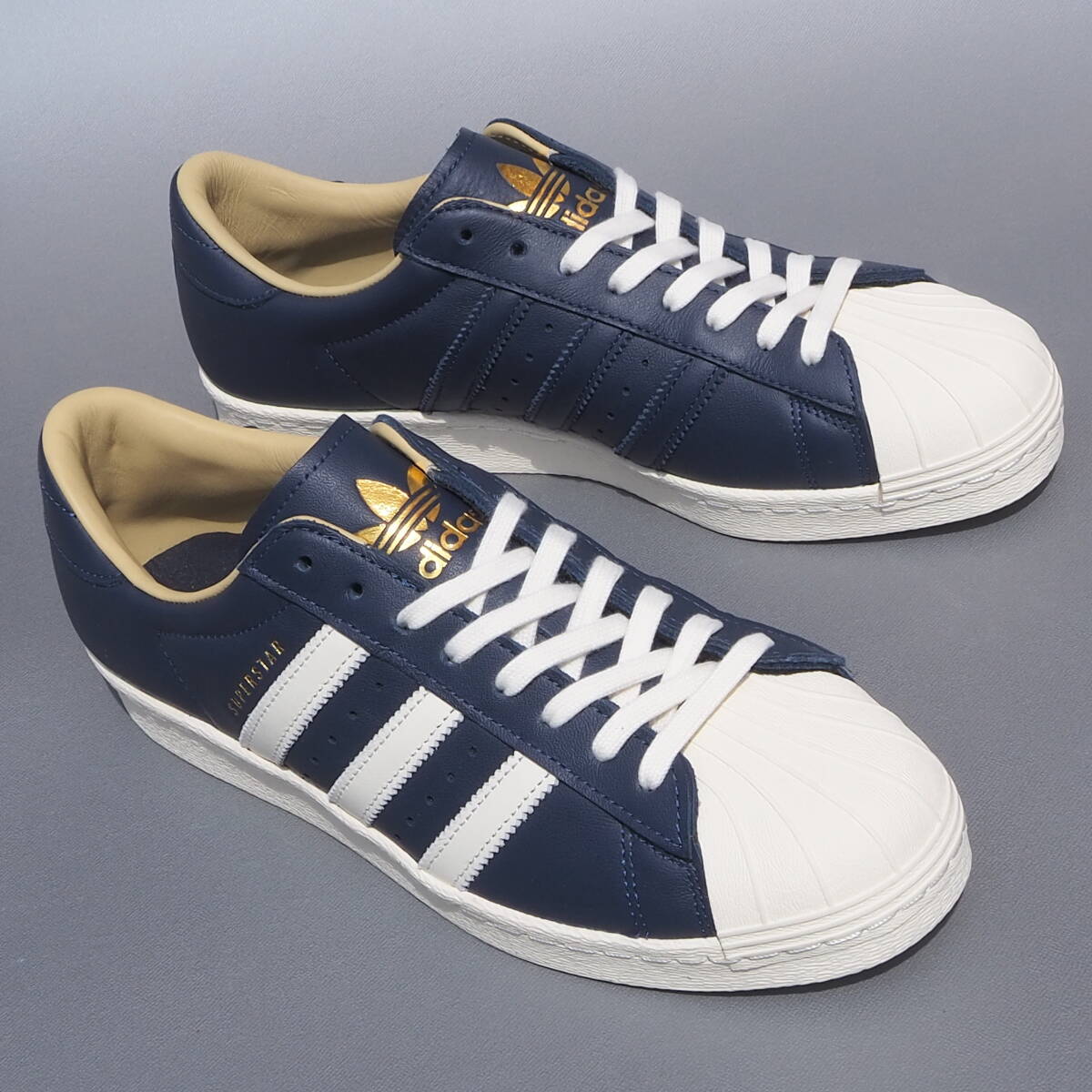  dead!! new goods!! 26,5cm 23 year adidas SUPER STAR 80s TANY NAVY Night Indigo super Star 80sta knee navy leather natural leather box none 