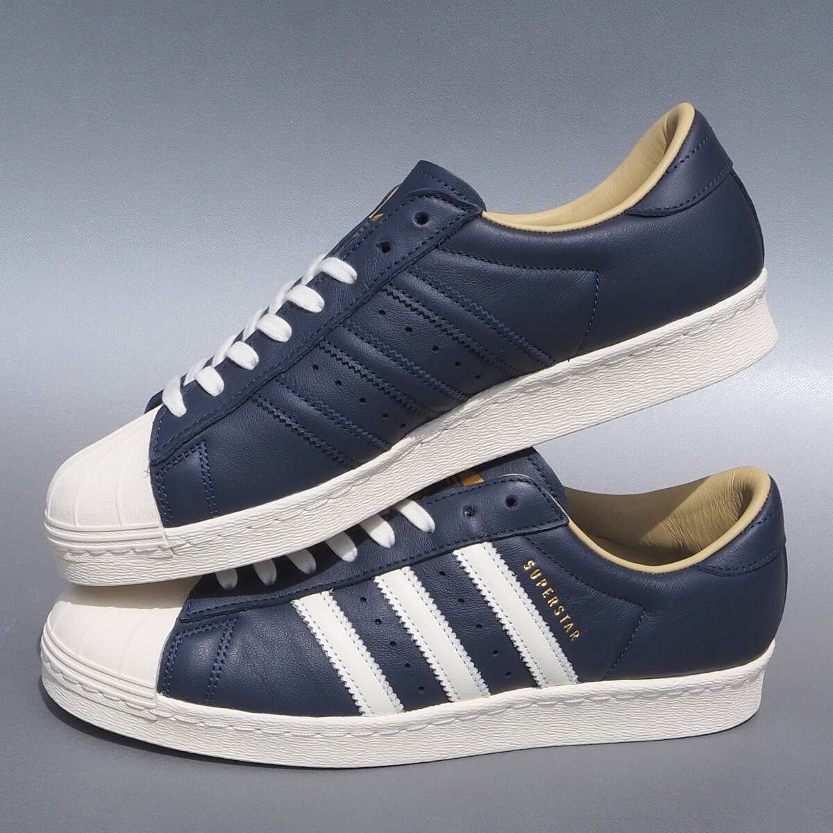  dead!! new goods!! 26,5cm 23 year adidas SUPER STAR 80s TANY NAVY Night Indigo super Star 80sta knee navy leather natural leather box none 