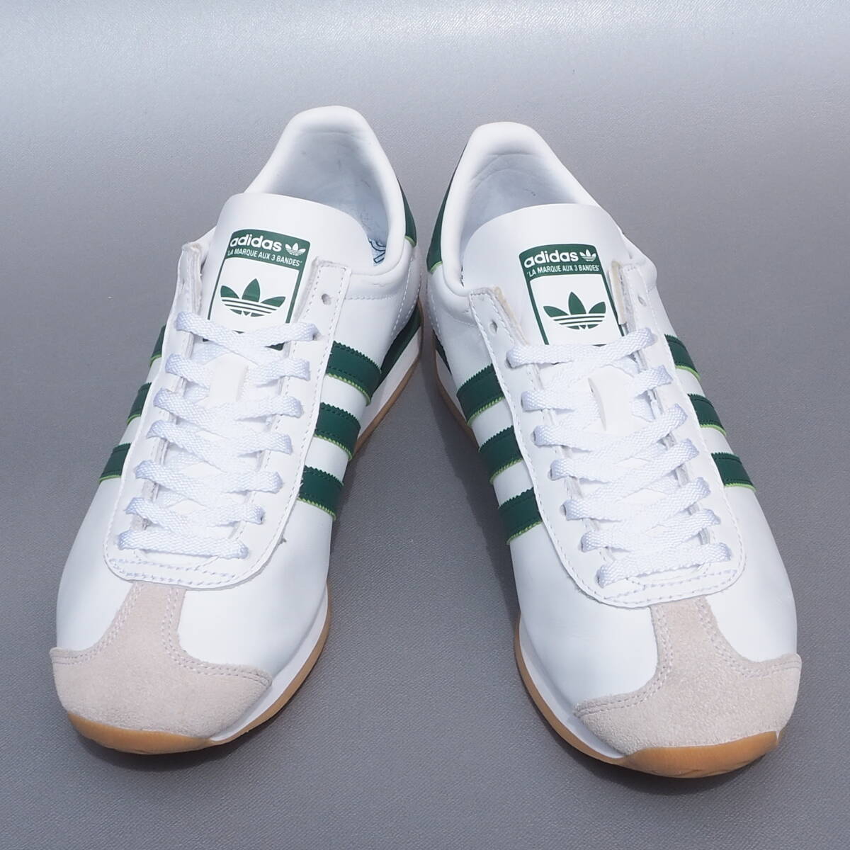 美品!! 希少!! US 8 1/2 / 26,5cm 日本企画 20年製 adidas カントリー COUNTRY OG 白x緑 レザー 天然皮革レザーの画像3