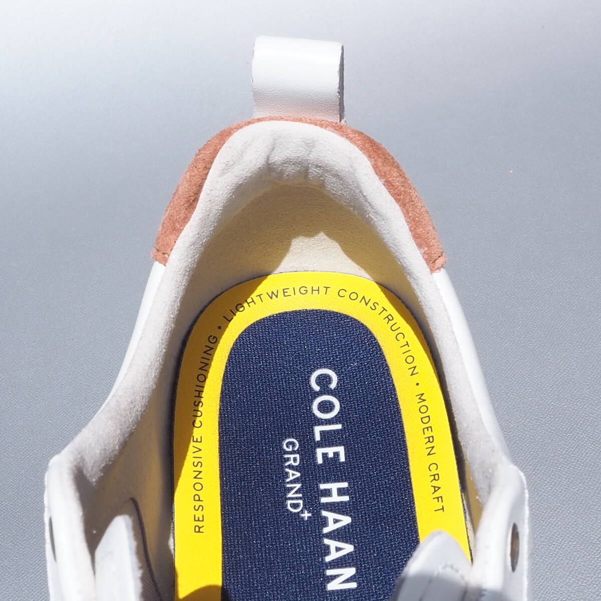 美品!! US 8 1/2 M / 26.5cm COLE HAAN コールハーン グランドプラスクロスコート 白レザー スニーカー_画像8