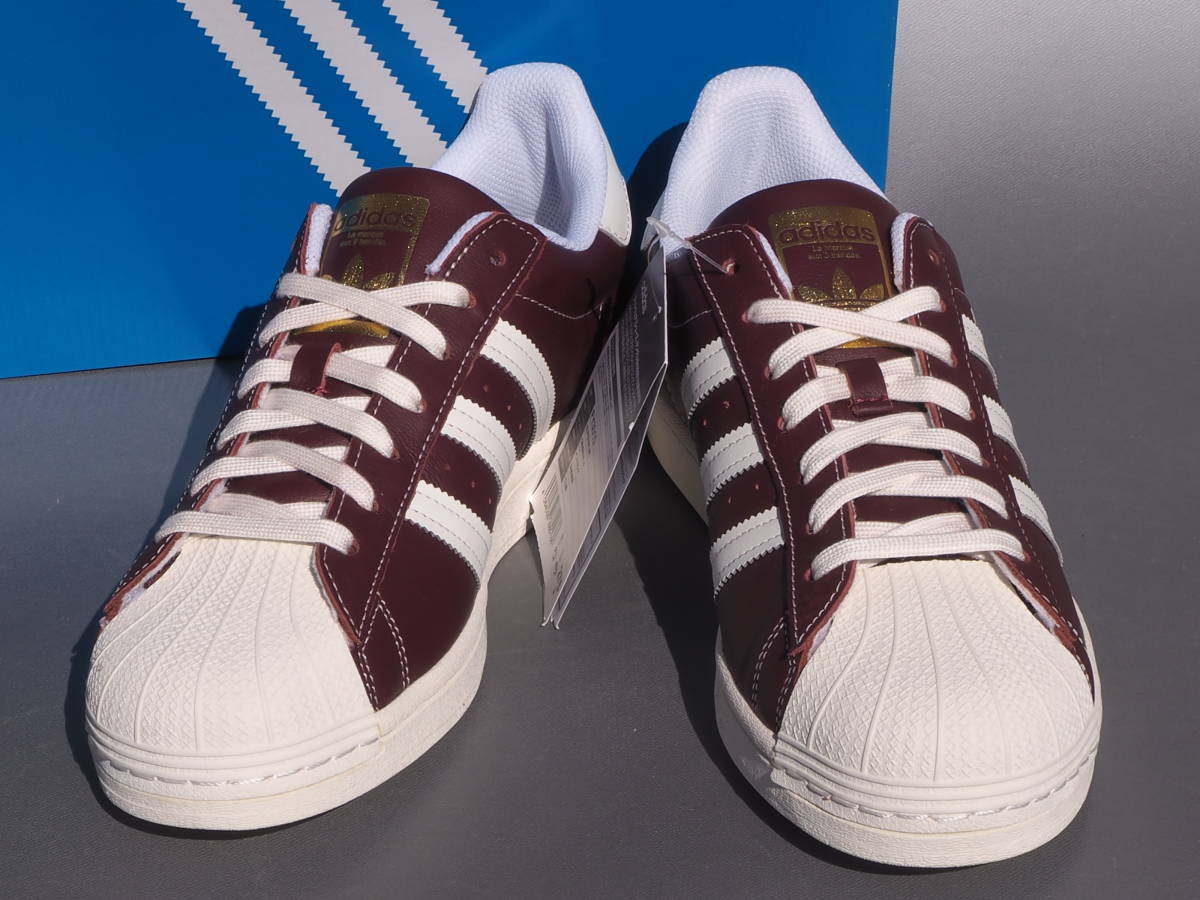 在庫ラスト デッド!! 28cm 新品 20年製 限定 adidas SUPERSTAR スーパースター ワインレッド FY3010 金ベロ 天然皮革の画像2