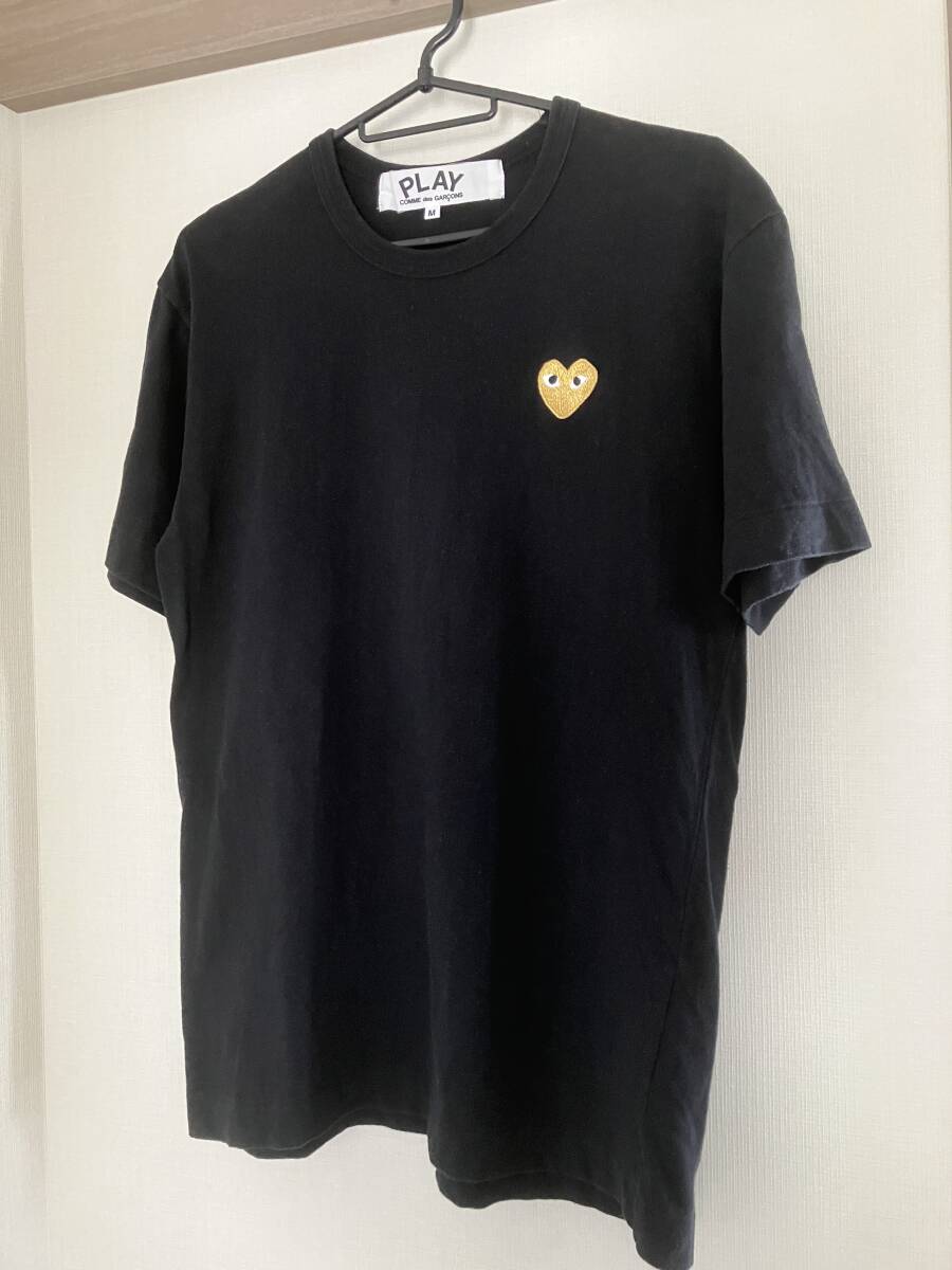 PLAY COMME des GARCONS プレイコムデギャルソン ゴールドハートTシャツ黒_画像1