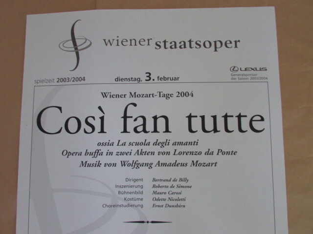 エリーナ・ガランチャ モーツァルト 歌劇「コシ・ファン・トゥッテ」2004年2月3日ウィーン国立歌劇場公演 告知ポスターの画像3
